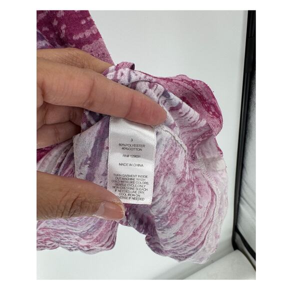 Maurices True Y2K floral sparkle studded v-neck pink burnout T-shirt size 3X - Picture 7 of 7